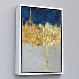 Altın Çerçeveli Mavi ve Altın Detaylı Modern Tablo