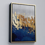 Altın Çerçeveli Mavi ve Altın Detaylı Modern Tablo