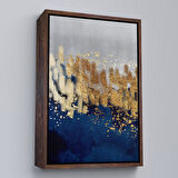 Altın Çerçeveli Mavi ve Altın Detaylı Modern Tablo