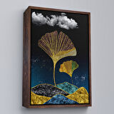 Kahverengi Çerçeveli Modern Tasarım Altın Yaprak Tablosu