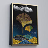 Kahverengi Çerçeveli Modern Tasarım Altın Yaprak Tablosu