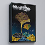 Kahverengi Çerçeveli Modern Tasarım Altın Yaprak Tablosu