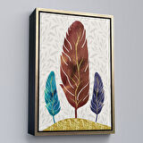 Siyah Çerçeveli Modern Tasarım Altın Tüyler Tablosu