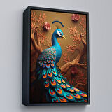 Altın Çerçeveli Modern Tavus KuşuTablosu