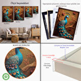 Altın Çerçeveli Modern Tavus KuşuTablosu