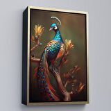 Beyaz Çerçeveli Modern Tavus KuşuTablosu