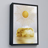 Altın Çerçeveli Altın Güneş Manzarası Tablosu