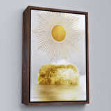 Altın Çerçeveli Altın Güneş Manzarası Tablosu