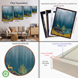 Beyaz Çerçeveli Modern Tasarım Altın Geyik Tablosu