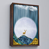 Altın Çerçeveli Modern Tasarım Altın Geyik Tablosu