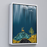 Siyah Çerçeveli Modern Tasarım Altın Geyik Tablosu