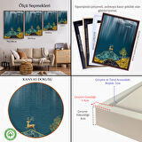 Siyah Çerçeveli Modern Tasarım Altın Geyik Tablosu