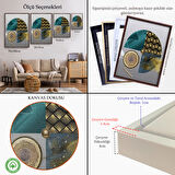 Beyaz Çerçeveli Modern Geometrik Dairelerden ve Geyikler Tablosu