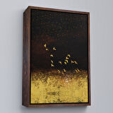 Altın Çerçeveli Altın Kuşlar Manzara Tablosu