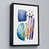 Altın Çerçeveli Modern Renkli Şekliller Tablosu