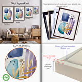 Altın Çerçeveli Modern Renkli Şekliller Tablosu