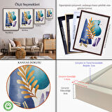 Kahverengi Çerçeveli Modern Renkli Şekliller Tablosu