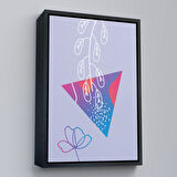 Beyaz Çerçeveli Modern Renkli Şekliller Tablosu