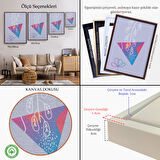Beyaz Çerçeveli Modern Renkli Şekliller Tablosu