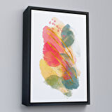 Kahverengi Çerçeveli Modern Renkli Şekliller Tablosu