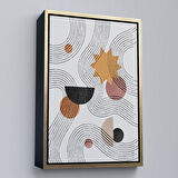 Kahverengi Çerçeveli Modern Renkli Şekliller Tablosu