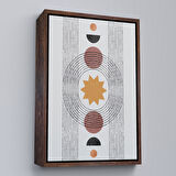 Altın Çerçeveli Modern Renkli Şekliller Tablosu