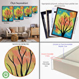 Siyah Çerçeveli Modern Renkli Ağaç Tablosu
