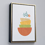 Kahverengi Çerçeveli Soft İskandinav Soyut Şekiller Tablosu