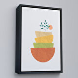 Kahverengi Çerçeveli Soft İskandinav Soyut Şekiller Tablosu