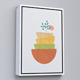 Kahverengi Çerçeveli Soft İskandinav Soyut Şekiller Tablosu