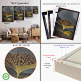 Beyaz Çerçeveli Modern Altın Yapraklar Tablosu