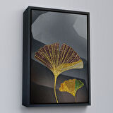 Kahverengi Çerçeveli Modern Altın Yapraklar Tablosu