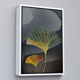 Siyah Çerçeveli Modern Altın Yapraklar Tablosu