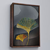 Siyah Çerçeveli Modern Altın Yapraklar Tablosu