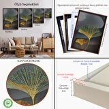 Siyah Çerçeveli Modern Altın Yapraklar Tablosu