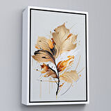 Beyaz Çerçeveli Modern Altın Çiçekler Tablosu