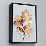 Beyaz Çerçeveli Modern Altın Çiçekler Tablosu