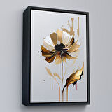 Altın Çerçeveli Modern Altın Çiçekler Tablosu