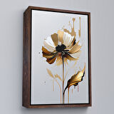 Altın Çerçeveli Modern Altın Çiçekler Tablosu