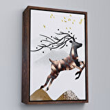 Beyaz Çerçeveli Modern Soyut Geyik Tablosu