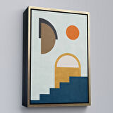 Altın Çerçeveli Modern Renkli Soyut Tablo