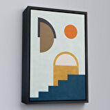 Beyaz Çerçeveli Modern Renkli Soyut Tablo