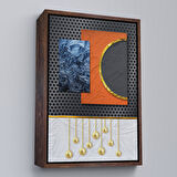 Kahverengi Çerçeveli Modern Renkli Soyut Tablo