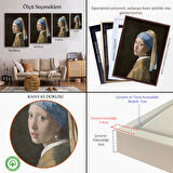 Siyah Çerçeveli İnci Küpeli Kız Kanvas Tablo, Ressam Johannes Vermeer