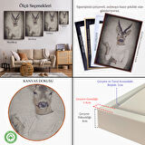 Beyaz Çerçeveli Ceylan Kafalı İnsan Kanvas Tablo