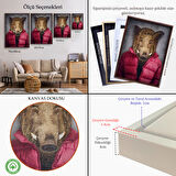 Kahverengi Çerçeveli Domuz Kafalı İnsan Kanvas Tablo