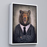 Altın Çerçeveli Ayı Kafalı İnsan Kanvas Tablo