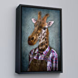 Kahverengi Çerçeveli Zurafa Kafalı İnsan Kanvas Tablo