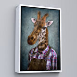 Kahverengi Çerçeveli Zurafa Kafalı İnsan Kanvas Tablo