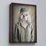 Kahverengi Çerçeveli Köpek Kafalı İnsan Kanvas Tablo